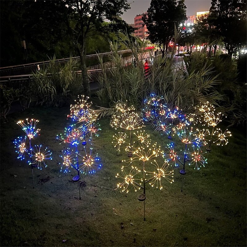 Solar Fireworks Light 3in1 Solar Ground Insertion Dandelion Light String Outdoor Waterproof Christmas Decorative Light 1/2pcs2