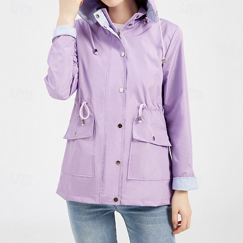 Women's Hiking Jacket Winter Outdoor Windproof Front Zipper Water Repellent Lightweight Jacket Full Zip Camping / Hiking / Caving Black Yellow Burgundy Navy Blue Purple