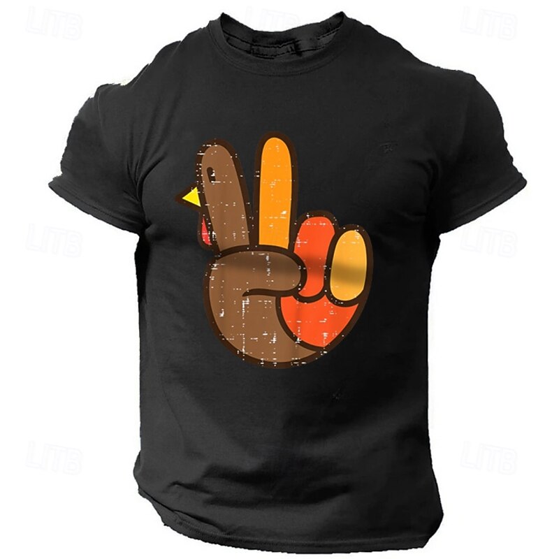 Men's Rooster Gesture T Shirt Tee Top 100% Cotton Short Sleeve Graphic Shirt Black Red Dark Grey Comfortable Tee Vacation Street Fashion Designer Clothing