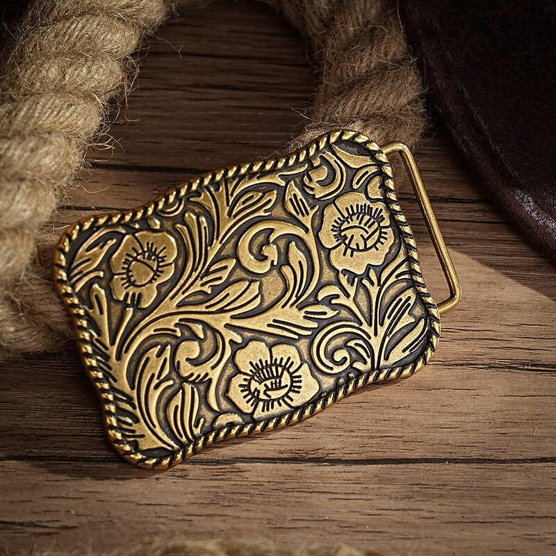 Men's Belt Buckle Buckle Silver Bronze Alloy Vintage Style Retro Vintage Flower / Plants Daily Religious Celebrations3