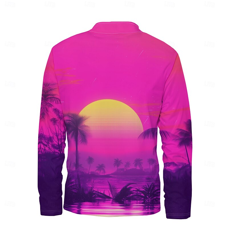 Men's Flower / Plants Hoodies Quarter Zip Sweatshirt Long Sleeve Sweatshirt Stand Collar Daily Casual Vintage Retro 3D Print Vacation Going out Streetwear Print Spring &  Fall4