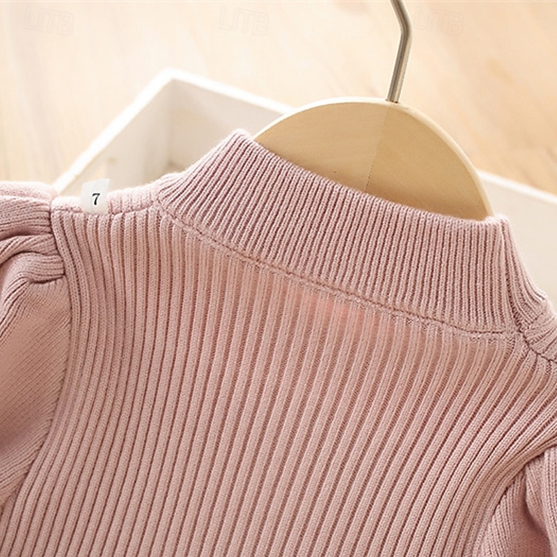 Girls' 3D Multi Color Dress Long Sleeve Fall Winter Vacation Daily Holiday Beautiful Sweet Kids 4-7 Years Sweater Dress Casual Dress A Line Dress Knee-length Regular Fit4