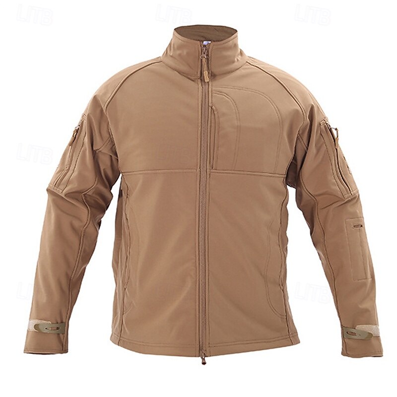 Men's Outdoor Jacket Softshell Jacket Hiking Jacket Hiking Fleece Jacket Winter Outdoor Patchwork Thermal Warm Fleece Lining Waterproof Windproof Fleece Jackets Warm Tactical Jacket Full Zip Climbing4