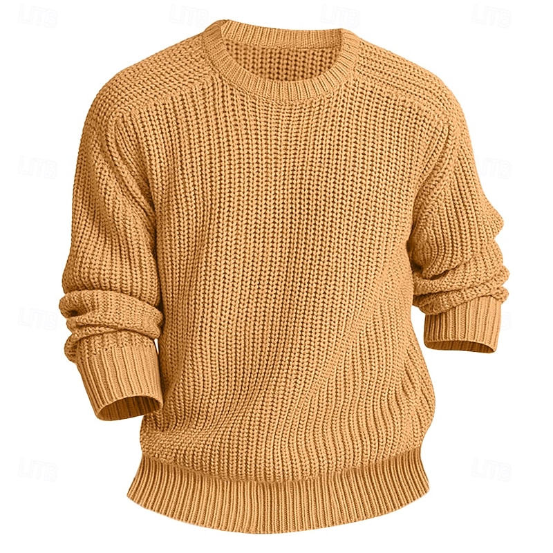 Men's Sweater Knitwear Casual Sweater Pullover Chunky Cable Knit Knit Knit Solid Color Knitwear Elegant Outdoor Home Clothing Apparel Raglan Sleeves Winter Spring &  Fall Black Wine S M L2
