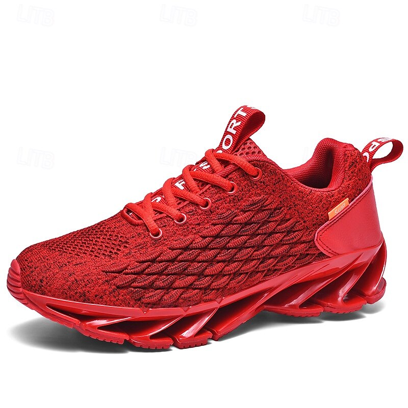Men's Sneakers Flyknit Shoes Tissage Volant Comfortable Slip Resistant Lace-up Dark Red Black White 7