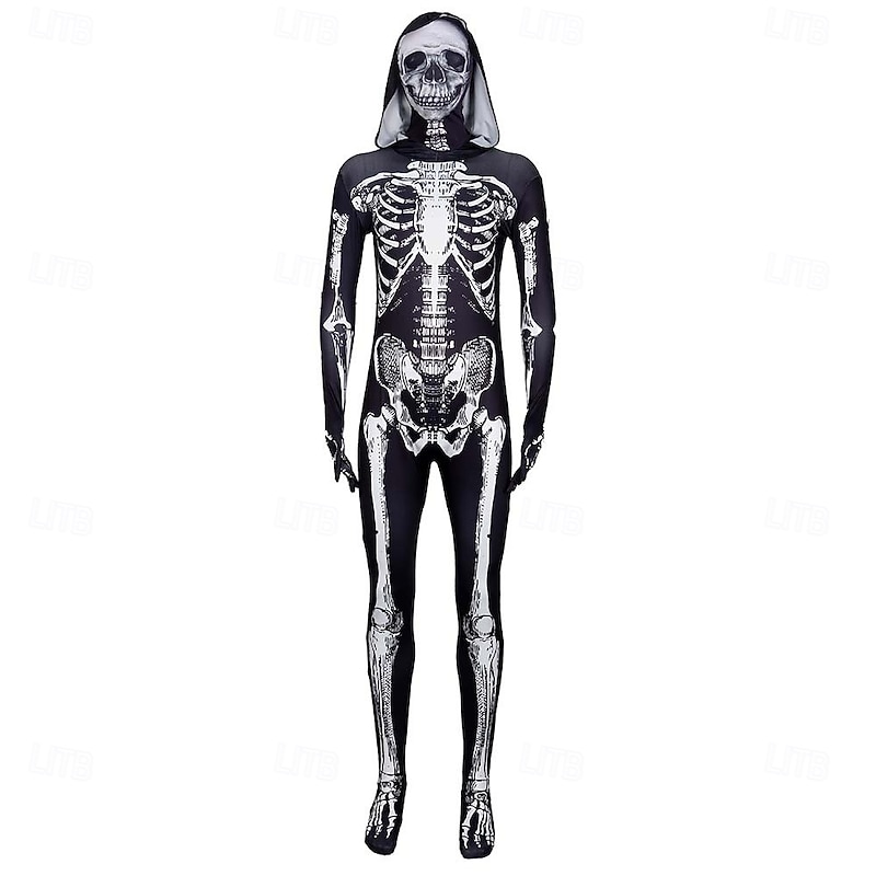 Skull Skeleton Halloween Zentai Suits Bodysuits Carnival Costume Full Body Suit Scary Costume Kid's Adults' Men's Women's Boys' Carnival Masquerade Performance Party Easy Halloween Costumes Dress Up