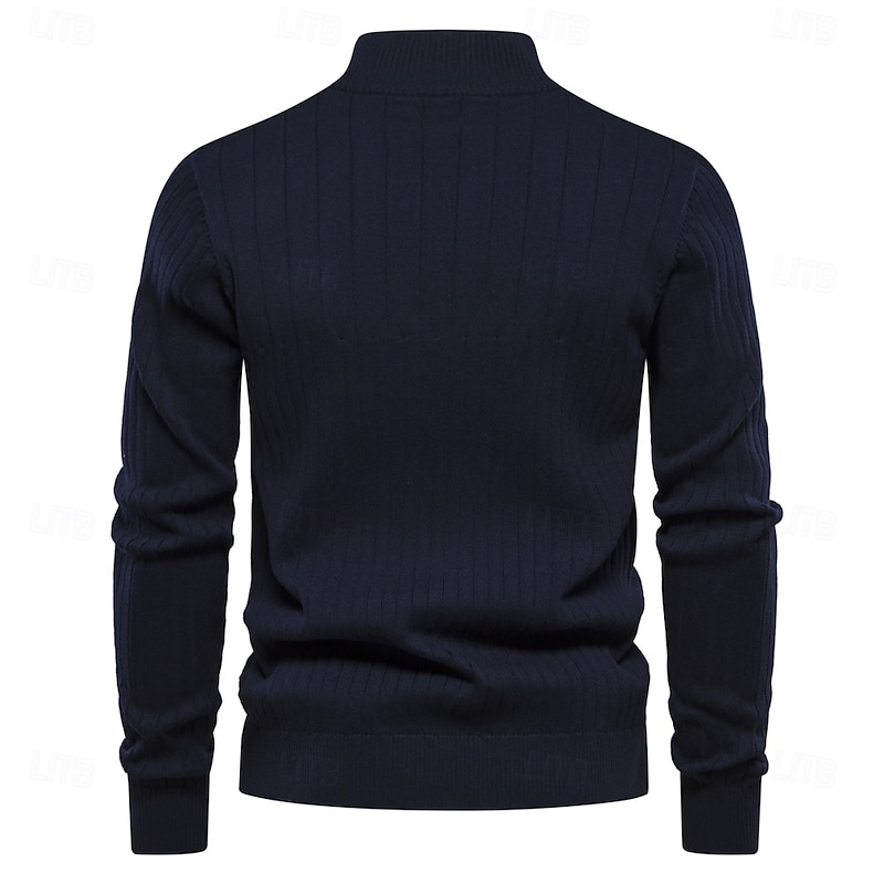 New Autumn Zipper Pullover Sweaters for Men High Quality Warm Winter Stand Collar Cotton Knitted Sweater Men4