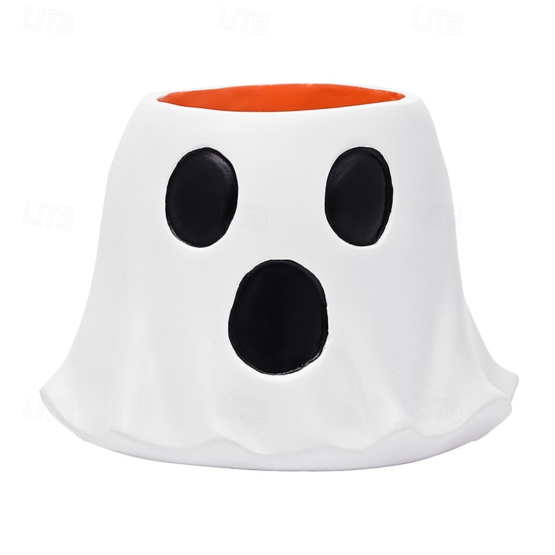 Halloween Cute Cute Ghost Decoration Candy Bucket, Home and Garden Planter, Desk Decor, Halloween Atmosphere Pen Holder, Storage Craft Ornament4