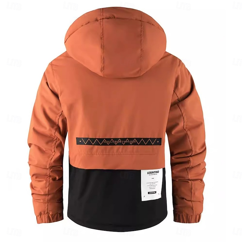Men's Winter Jacket Sport Coat Hiking Jacket Parka Sports Outdoor Camping & Hiking Waterproof Windbreaker Zipper Pocket Fall Winter Solid Color Active Hooded Regular White Blue Orange Jacket3