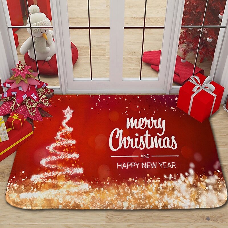 Merry Christmas  Bathroom Bath Mats Creative Absorbent Bathroom Rug Flannel Non Slip2