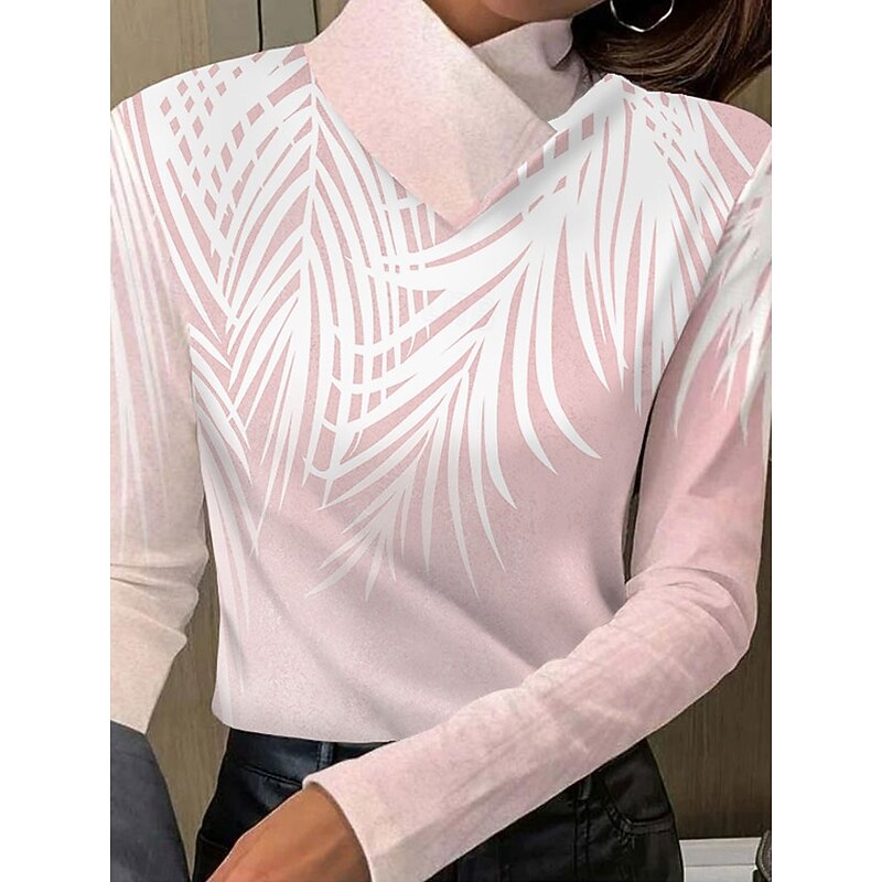 Women's Tunic T Shirt Floral Elegant Long Sleeve Bishop Sleeve Asymmetrical Daily Pink Fall Winter3