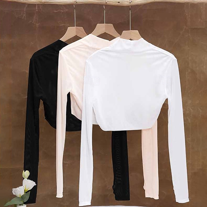 Ballet Shawl Pure Color Splicing Women's Performance Training Long Sleeve High Polyester4
