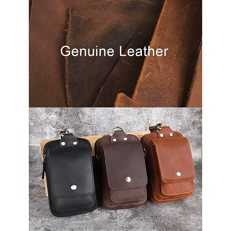 Men's Leather Belt Clip Pouch with Multiple Pockets – Compact Waist Bag for Travel, Hiking, and Everyday Use4