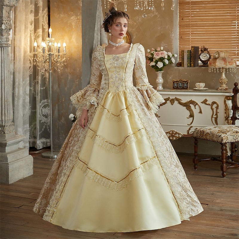 Rococo Victorian Vintage Inspired Dress Party Costume Prom Dress Princess Shakespeare Solid Color Ball Gown Fancy Dress Women's Christmas Halloween Carnival Party Evening Party Masquerade Adults'