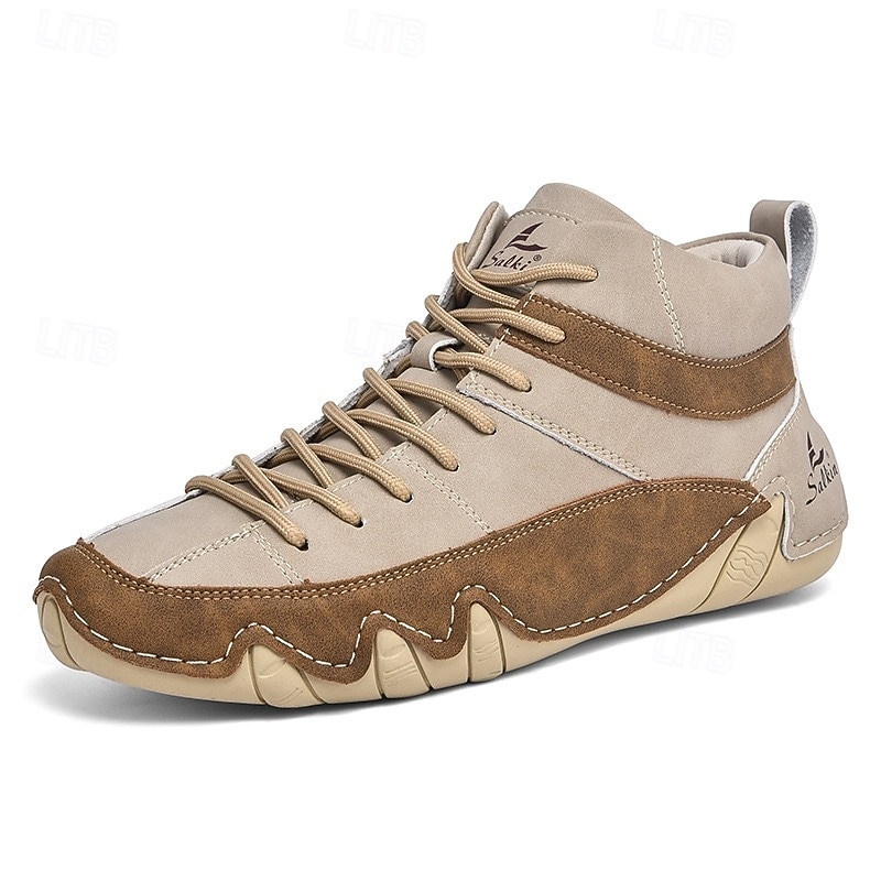 Men's Lightweight Lace-Up High-Top Casual Sneakers – Comfortable Faux Suede and Leather Design for Outdoor and Daily Wear2