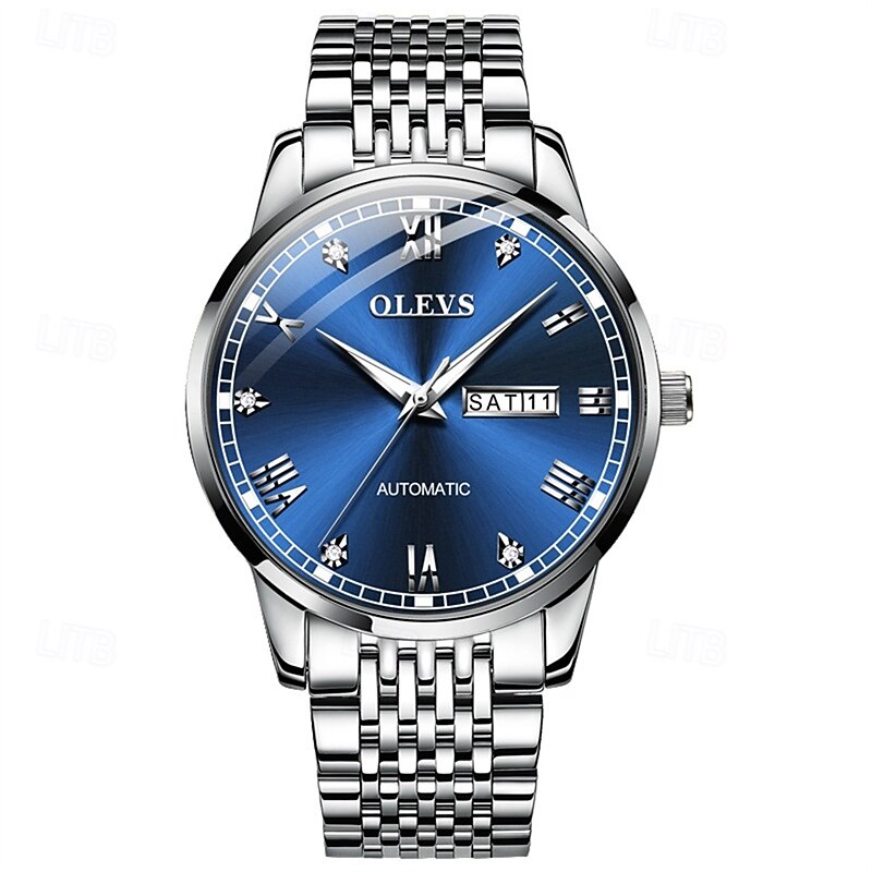 New Olevs Olevs Brand Fashion Trend Men'S Steel Belt Watch Calendar Week Display Luminous Simple Automatic Mechanical Watch Casual Waterproof Sports Men'S Wristwatch3