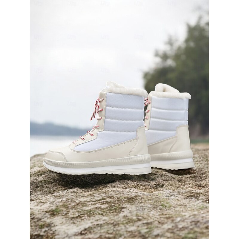 Women's Red Lace-Up Waterproof Winter Boots with Plush Lining and Non-Slip Sole – Stylish Snow Boots for Cold Weather 9