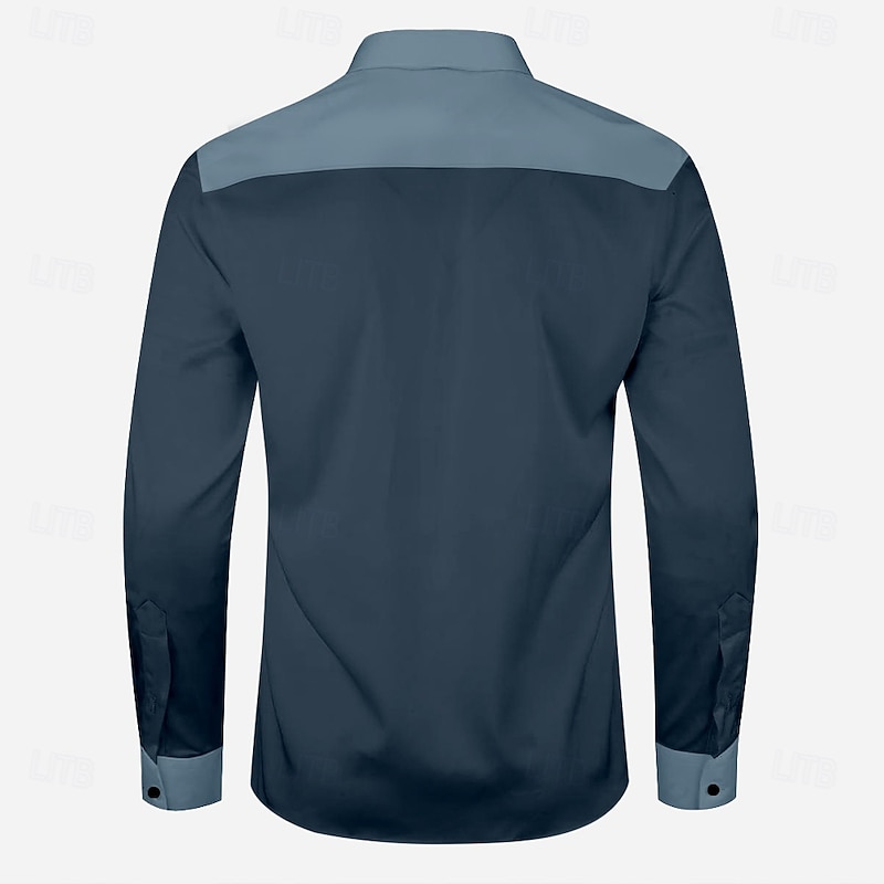 Men's Cowboy Western Shirt Button Up Shirt Cowboy Shirt Long Sleeve Vintage Western Daily Holiday Spring Fall Winter Turndown Collared Shirts 3D Print Light Blue Dark Blue3