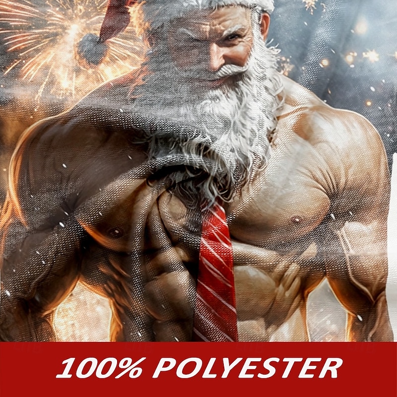 Christmas Men's Santa Claus 3D T-shirts Santa Claus Muscle Casual Street Style 3D Print Tee Sports Outdoor Holiday Gray Short Sleeve Crew Neck Spring & Summer Clothing Apparel S M L XL XXL3