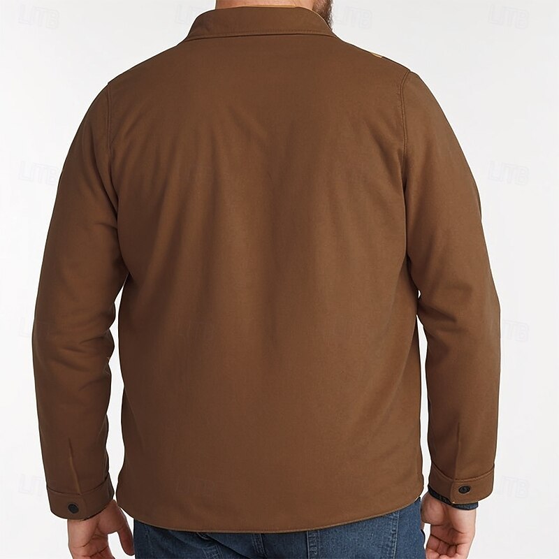 Men's Cowboy Shirt Jacket Overshirt Long Sleeve Vintage Casual Daily Wear Going out Fall & Winter Turndown Buttons 3D Print 2 Pockets 1pc Blue Brown Khaki2