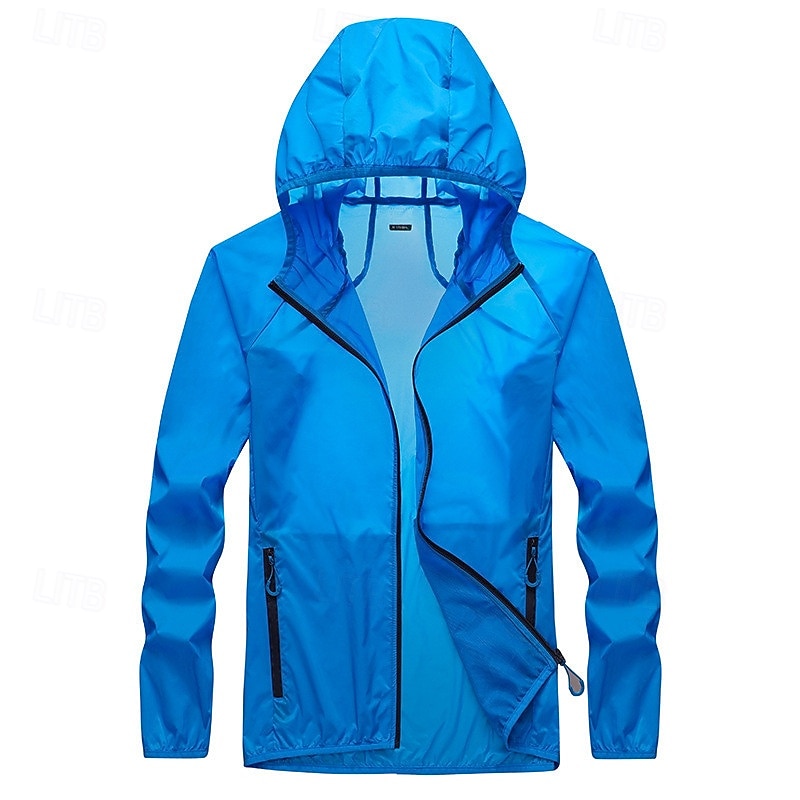 Men's Hiking Jacket Outdoor Sun Protection Multi-Pockets Front Zipper Breathable Lightweight Jacket Full Zip Beach White Blue Dark Blue Grey3