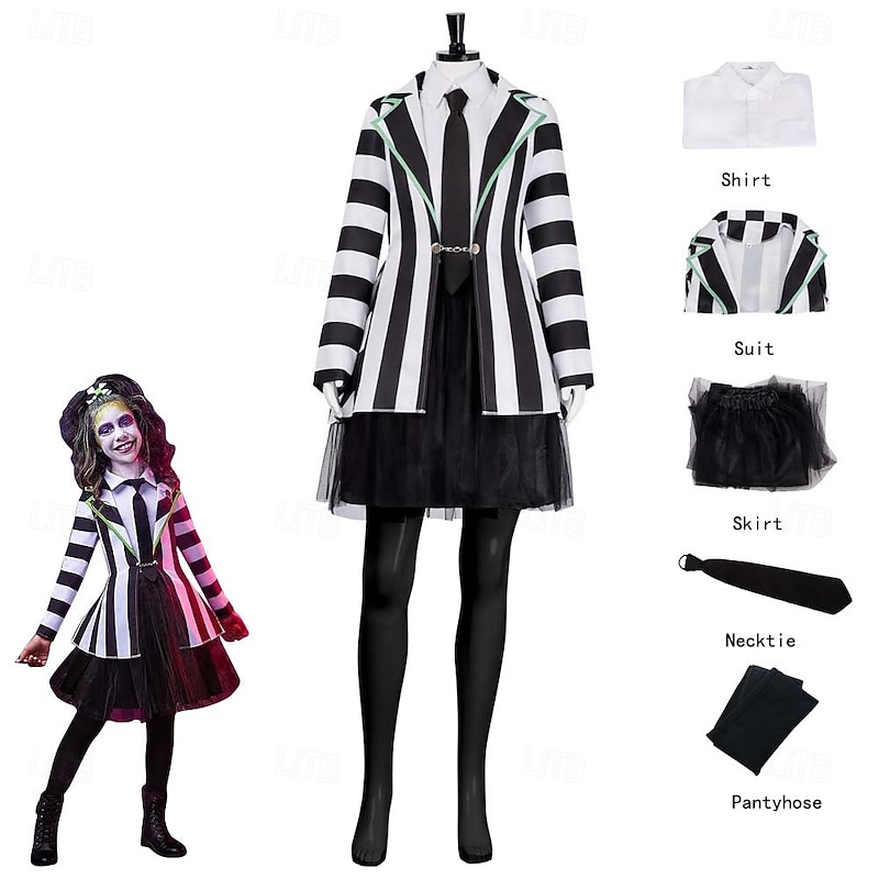 Zombie Lydia Deetz Halloween Costume Beetlejuice Horror Kid's Adults' Women's Girls' Halloween Carnival Performance Party Easy Halloween Costumes Dress Up2