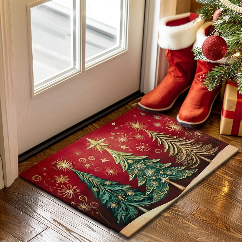 Christmas Decorations Doormat Christmas Trees Kitchen Mat Floor Mat Non-Slip Area Rug Oil Proof Rug Indoor Outdoor Mat Bedroom Decor Bathroom Mat Entrance Rug