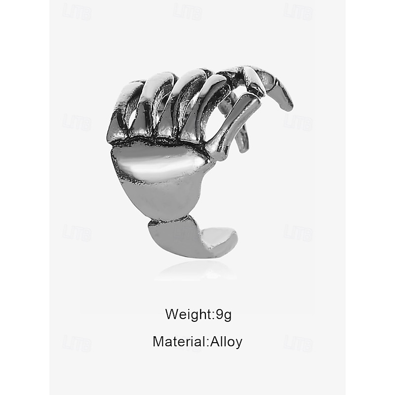 Silver Skeleton Hand Ear Cuff – Gothic Punk Halloween-Themed Clip-On Earring for Women and Men4