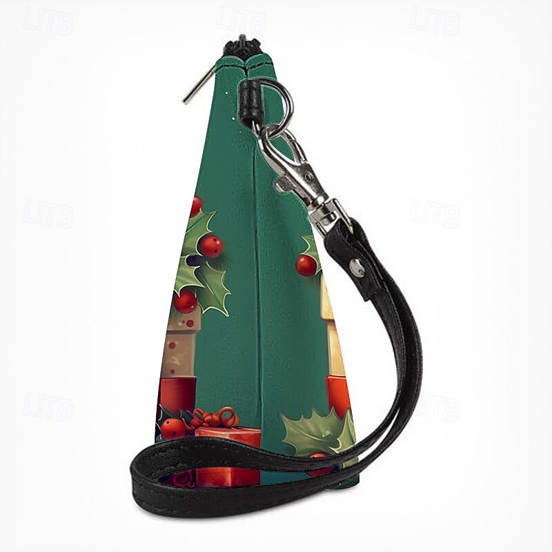 Women's Christmas Cat Print Wristlet Clutch Bag with Gift Box Design, Holiday-Themed Women's Purse for Festive Occasions4