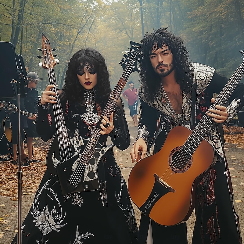 Men's 80s Wig Black Long Curly Wig Rocker Wig Costume Wig Halloween Wigs3