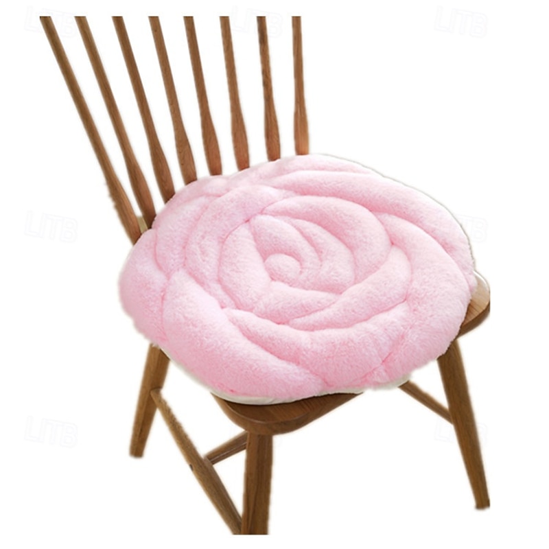 Rose Flower Chair Seat Cushion Fluffy Chair Pad Soft Plush Seat Pillow Home Office Floor Pillow Sofa No Slip Sofa Chair Pads Chair Cushion Comfort Armchair Car Seat Cushion Pain Relief Cushion3