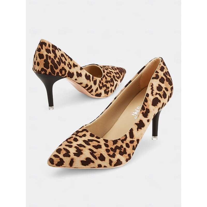 Women's Leopard Print Pointed-Toe High Heels with Stiletto Heel – Stylish Animal Print Pumps for Parties and Office Wear
