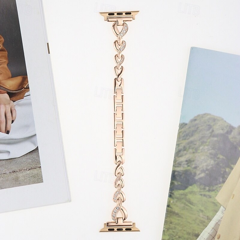 Solo Loop Compatible with Apple Watch band 38mm 40mm 41mm 42mm 44mm 45mm 49mm Bling Diamond Metal Clasp Adjustable Alloy Strap Replacement Wristband for iwatch Ultra 2 Series 9 8 7 SE 6 5 4 3 2 13
