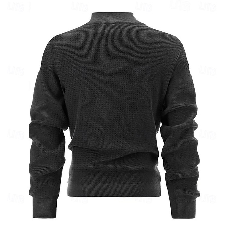 Christmas Men's Reindeer Deer Pullover Sweater Jumper Zip Sweater Polo Sweater Zip Collar Retro Vintage Casual Party Evening Wear Daily New Years Eve Sweater Embroidered Knitting Warm Long Sleeve4