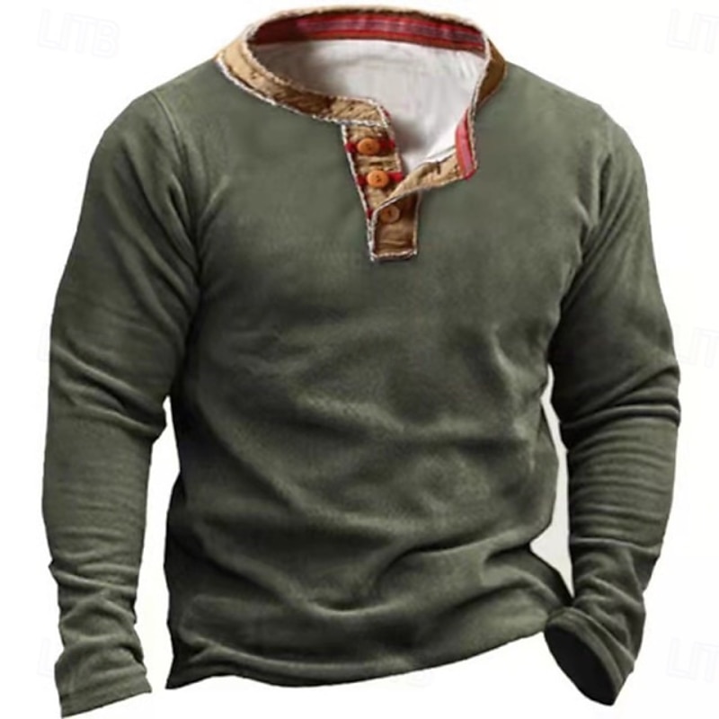 Men's Sweatshirt Army Green Khaki Gray Standing Collar Plain Patchwork Daily Holiday Going out Polyester Streetwear Casual Fall Winter Clothing Apparel Hoodies Sweatshirts  Long Sleeve3