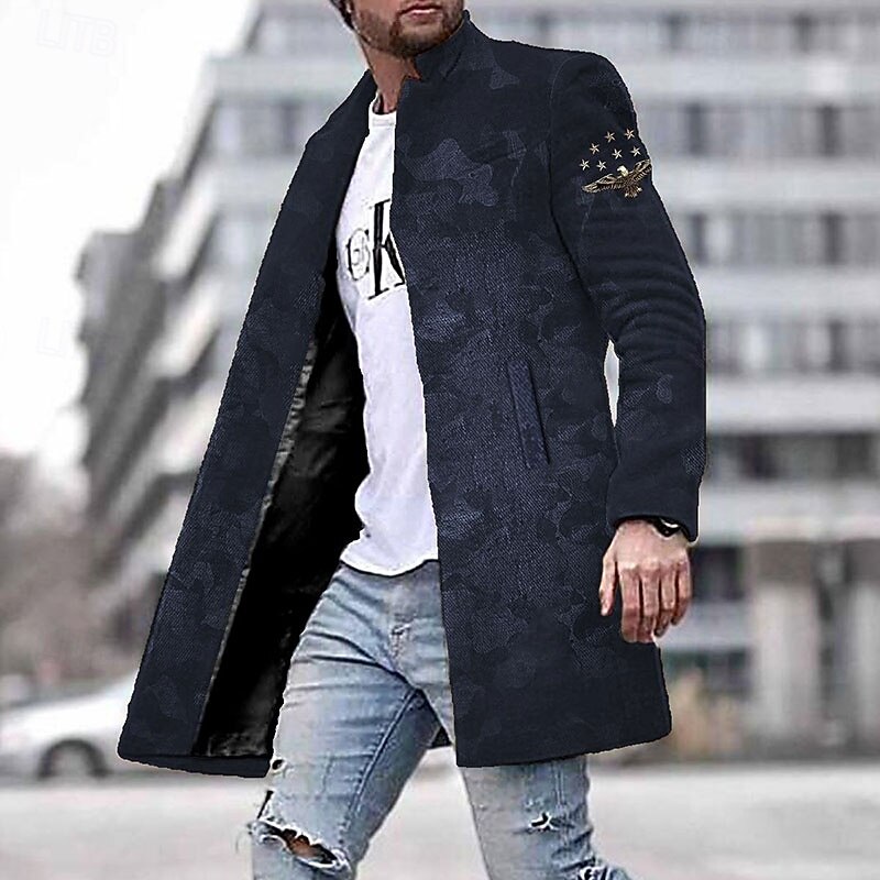 Men's Winter Coat Overcoat Coat Daily Wear Vacation With Pockets Print Front Pocket Fall & Winter Camo Streetwear Sport Turndown Regular Red Blue Purple Green Gray Jacket2