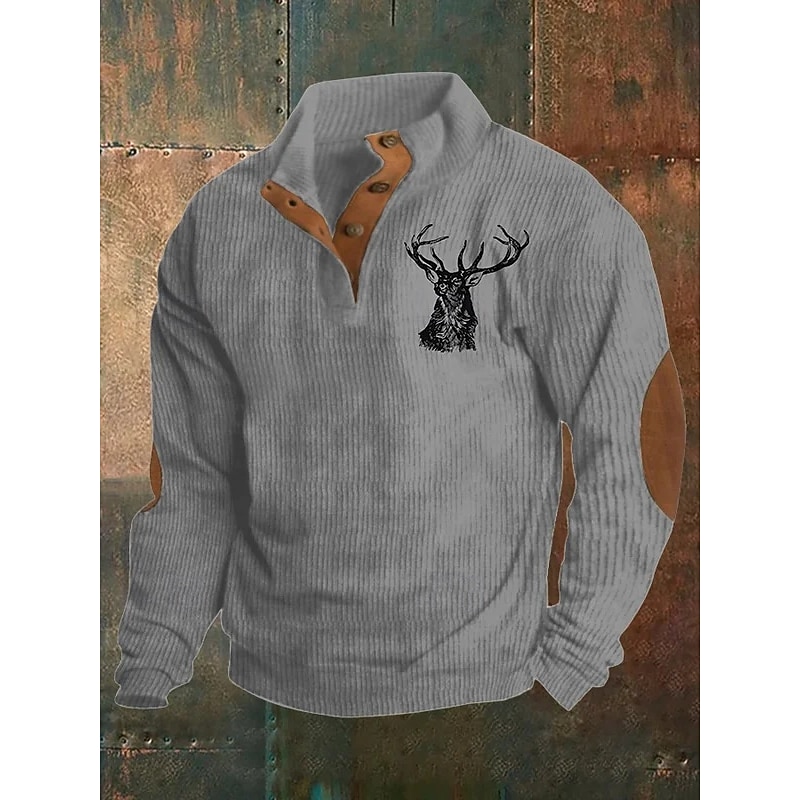 Men's Sweatshirt Black Blue Brown Khaki Light Grey Standing Collar Graphic Print Patchwork Daily Holiday Going out Polyester Streetwear Casual Fall Winter Clothing Apparel Hoodies Sweatshirts  Long2