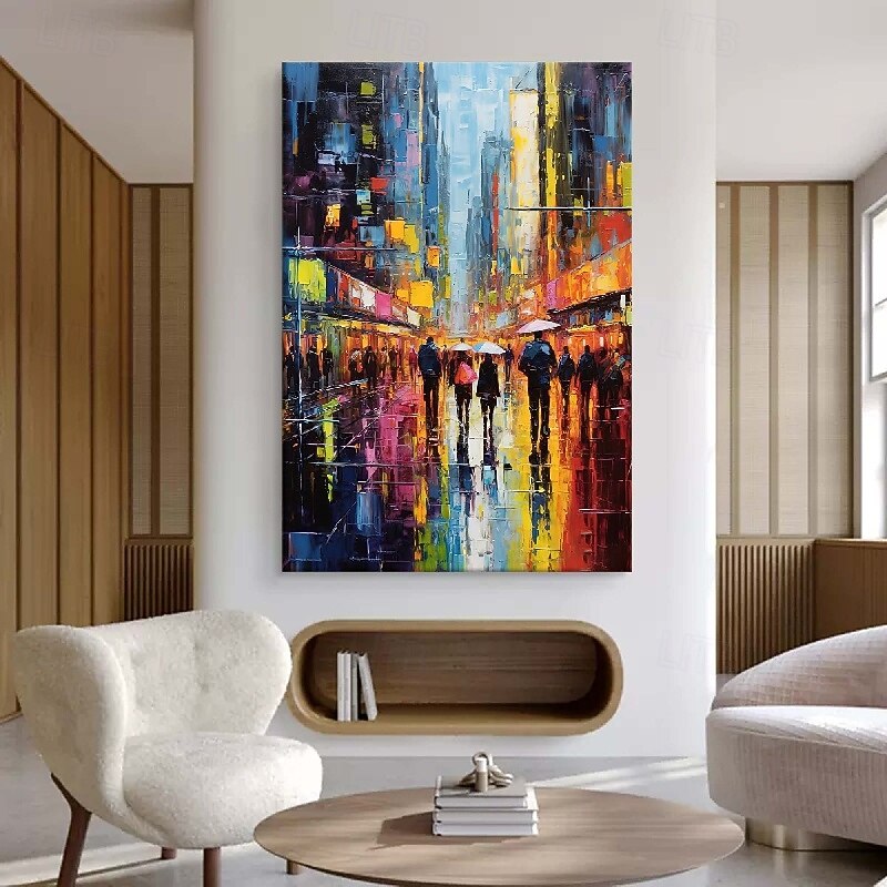 Abstract City Painting handmade Urban Art Painting hand painted City Skyline Painting New York Skyline painting New York lovers oil paintings Wall Art Golden Black Abstract Painting4