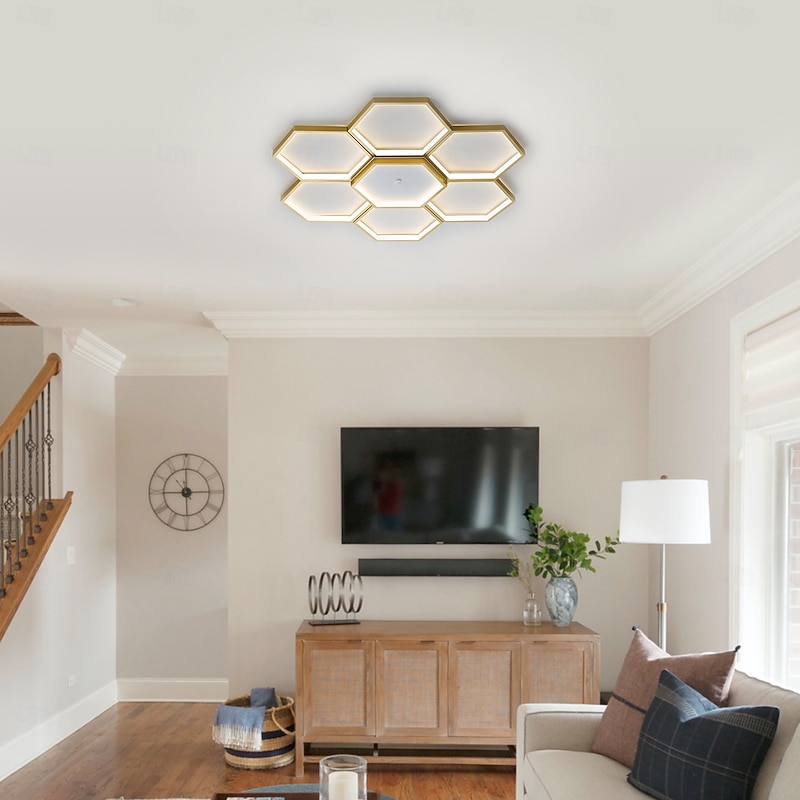 LED Ceiling Lights Stepless Dimming 7 Heads Modern Geometric Shapes Stylish Flush Mount Ceiling Lamp Aluminum Silica gel for Living Room Dining Room Kitchen 110-240V ONLY DIMMABLE WITH REMOTE CONTROL3