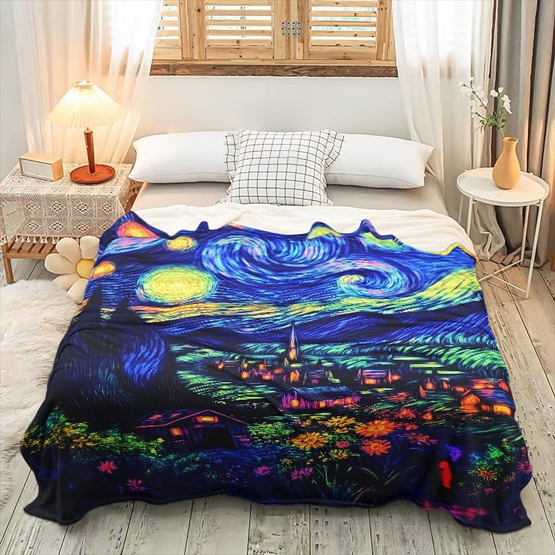 Halloween Artistic Illustration Blanket  Colorful and Creative for Seasonal Warmth2