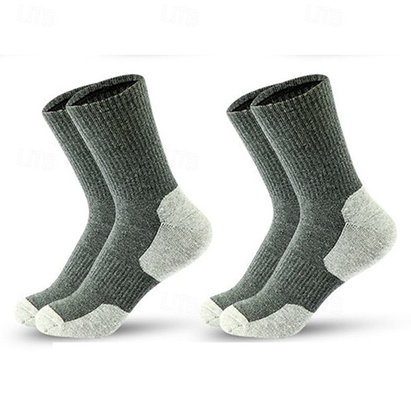 Men's Socks Bike Socks Sports Socks Athletic Socks Camping / Hiking Outdoor Exercise Cycling / Bike Bike / Cycling Warm Breathable Non-Skid 2 Pieces Winter Patchwork Cotton Dark Grey Black Yellow3