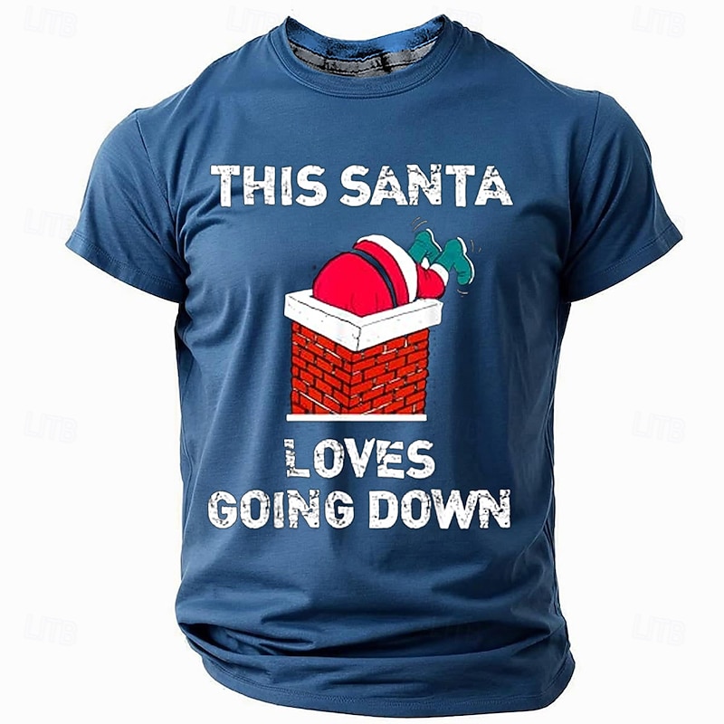 Christmas Men's Funny Christmas 3D T-shirts Santa Claus Casual 3D Print Party Holiday Blue Green Crew Neck 3D Print Spring & Summer Designer shirt4
