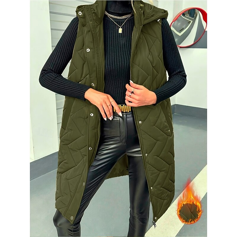 Women's Shrugs Elegant Sleeveless Hooded Army Green Spring Fall Winter