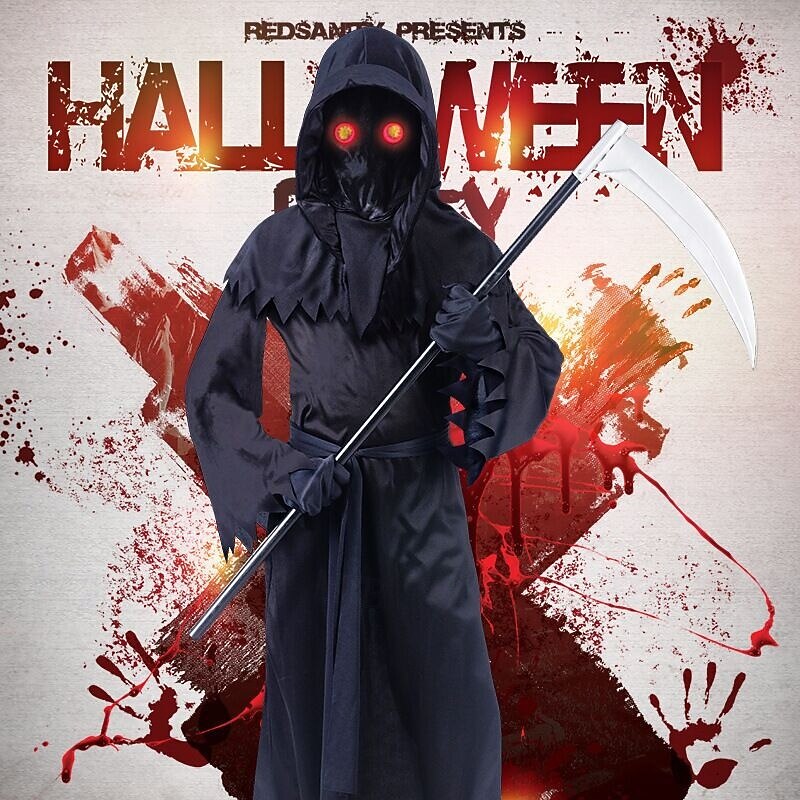 Grim Reaper Halloween Cape Cosplay Costume Cloak Scary Costume Kid's Boys' Carnival Masquerade Party Halloween Easy Halloween Costumes Dress Up