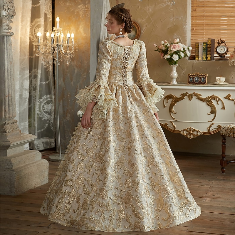 Rococo Victorian Vintage Inspired Dress Party Costume Prom Dress Princess Shakespeare Solid Color Ball Gown Fancy Dress Women's Christmas Halloween Carnival Party Evening Party Masquerade Adults'4