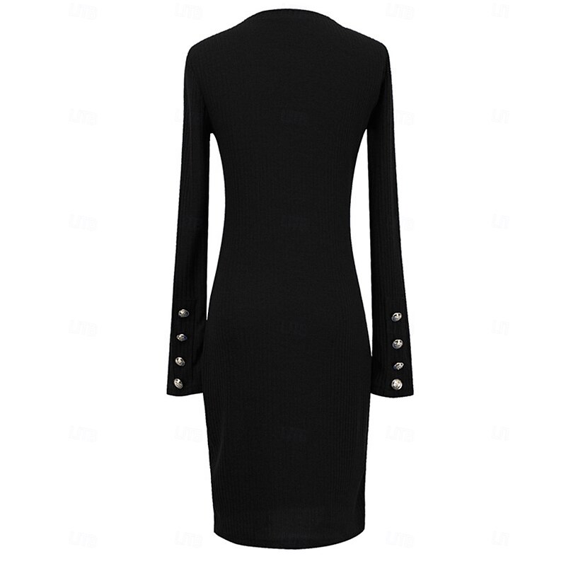 Women's Mini Dress Black Dress Cocktail Dress Sheath Dress Formal Dress Fashion Modern Workfashion Regular Fit Plain Long Sleeve Crew Neck Black Red Blue Gray Spring Fall Winter3