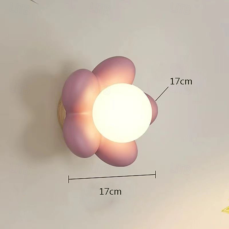 Pink Flower Shape Wall Light Background Resin Body Sconce Wall Lamp for Kid Girl Room Bedside Sofa 110V-240V 5W3