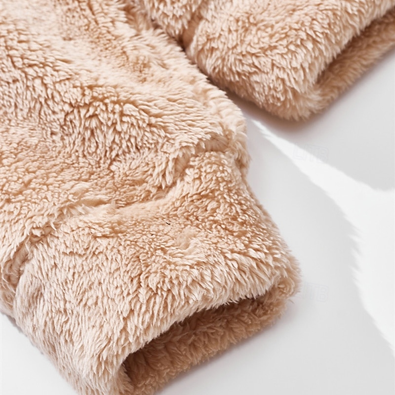 Men's Fleece Jacket Teddy Coat Hoodie Jacket Daily Vacation Thermal Warm Pocket Fleece Fall & Winter Plain Fashion Streetwear Hooded Regular Black Navy Blue Khaki Gray Jacket4