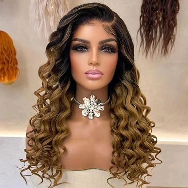 Remy Human Hair 13x4 Lace Front Wig Free Part Brazilian Hair Loose Wave Loose Deep Wave Multi-color Wig 130% 150% Density with Baby Hair Ombre Hair Glueless Pre-Plucked For Women Long Human Hair Lace2