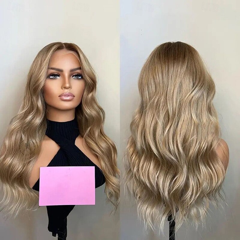 Human Hair 13x4 Lace Front Wig Free Part Brazilian Hair Wavy Blonde Multi-color Wig 130% 150% Density Highlighted / Balayage Hair Glueless For Women Long Human Hair Lace Wig